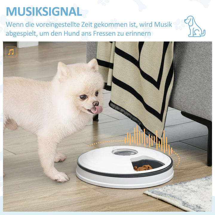 Automatisk kattefoderautomat vådfoder kattefoder med led-display, programmerbar timer, 6 foderrum til 70 g tørfoder hver 4 måltider automatisk foderautomat til hunde katte