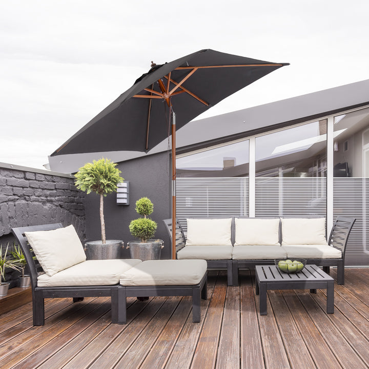 Parasol 200 x 150 x 235 cm, Sammenklappelig Haveparasol, 3-trins justerbar, Rektangulær Strandparasol, Vandafvisende og UV-resistent til Strand, Balkon, Terrasse, Have, Mørkegrå
