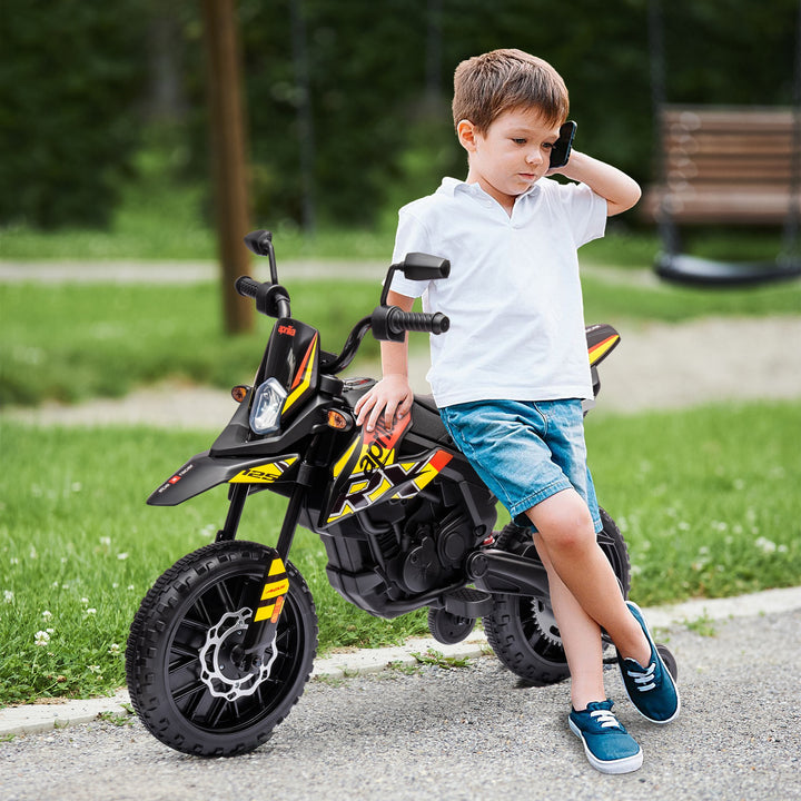 12V Børnemotorcykel med Støttehjul, LED-lys, Musik, USB, Elmotorcykel til Drenge og Piger, Gul