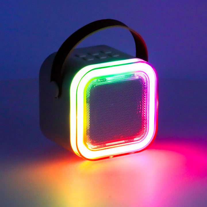 Karaoke-sæt 2 mikrofoner + bærbar højttaler BLUETOOTH USB LED pink