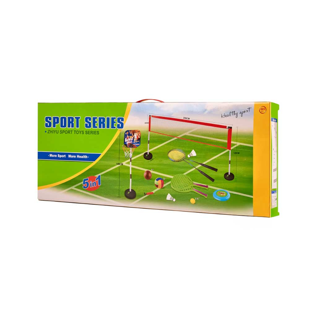 Sportssæt 5-i-1 badminton basketball volleyball tennis frisbee