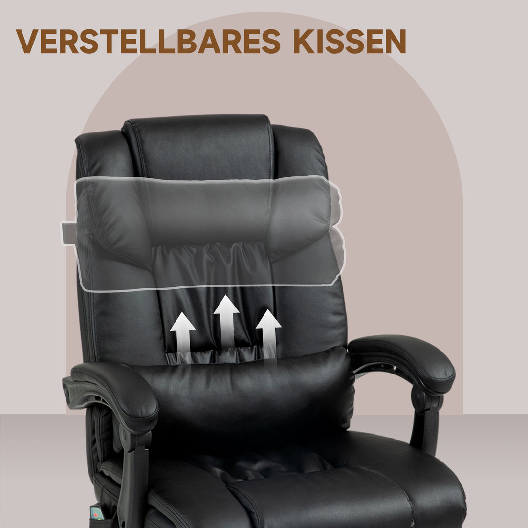 Ergonomisk kontorstol med massagefunktion, skrivebordsstol med fodstøtte, høj ryglæn, lændestøtte, sort