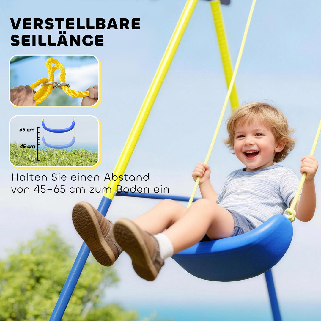 4-i-1 gyngesæt op til 150 kg med redegynge, basketballkurv, fodboldmål, U-gynge, 288 x 160 x 220 cm