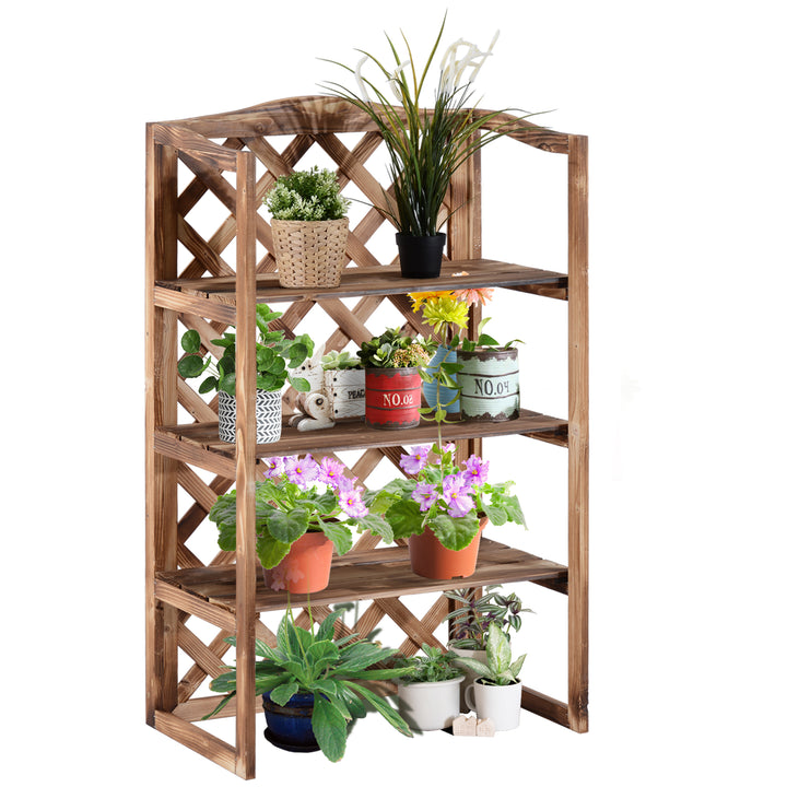 Blomsterstativ blomsterhylde plantehylde blomsterbænk 3 etager grantræ (model 8)