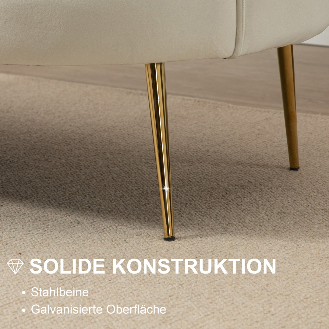 Vintage 2-personers sofa, polstrede møbler, fløjlslook, op til 150 kg, creme/guld