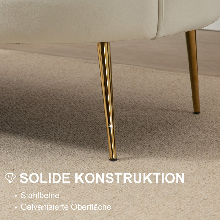 Vintage 2-personers sofa, polstrede møbler, fløjlslook, op til 150 kg, creme/guld