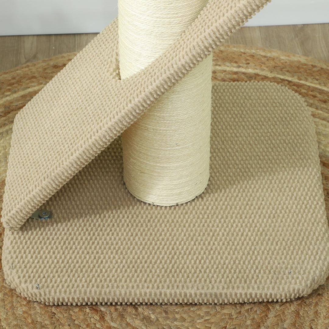 Kradsetræ til katte med måtte, stolpe og legebold, tæppe og sisal, 84 cm, lysebrun