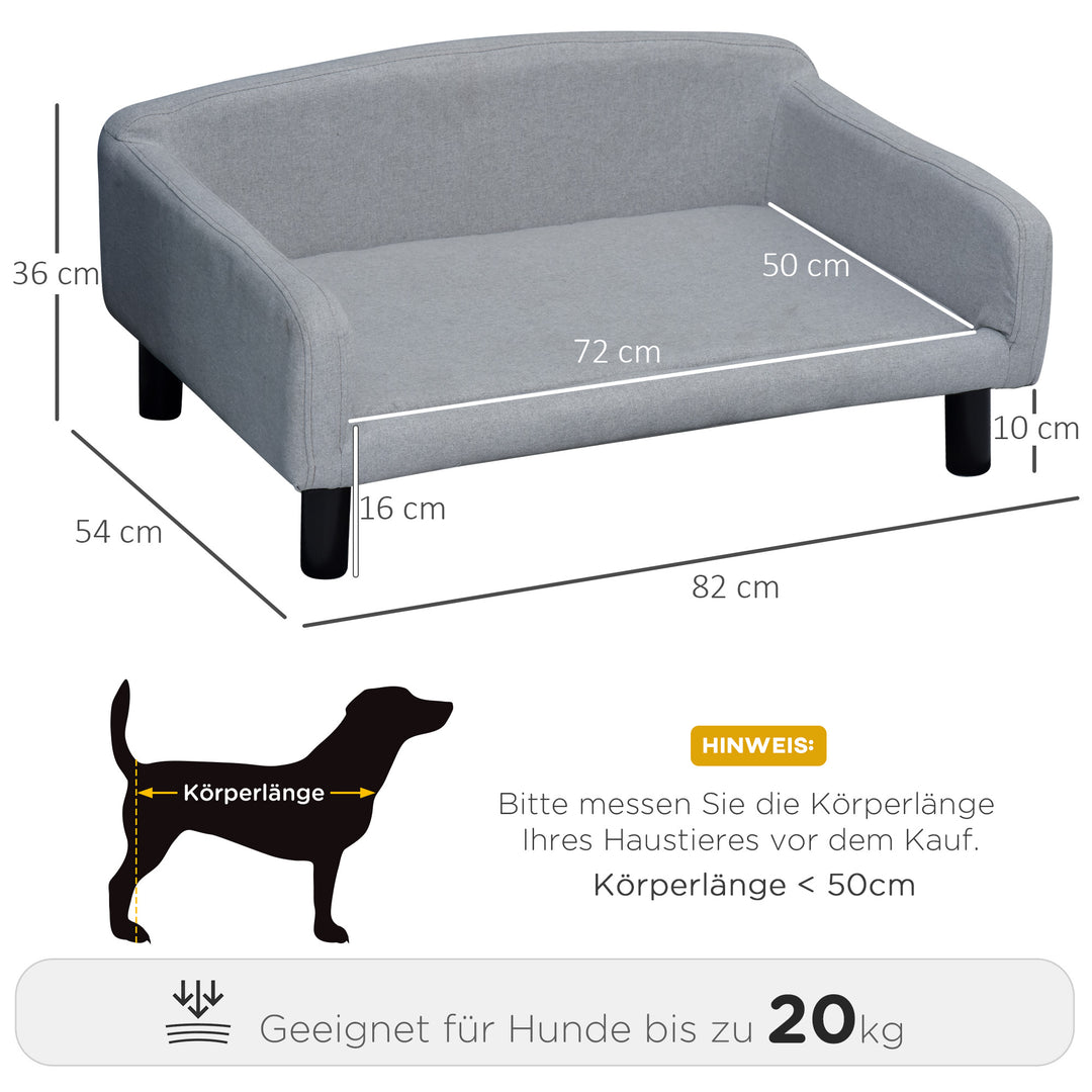 Hundesofa med blødt betræk kæledyrssofa med træben hundeseng 82 x 54 x 36 cm