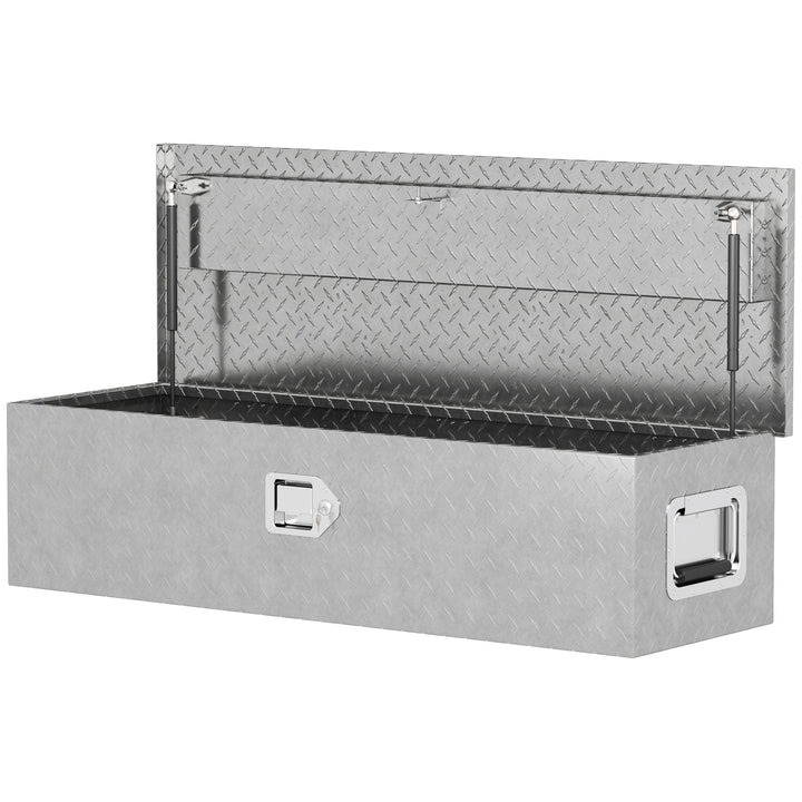 Robust opbevaringskasse i aluminium med sidehåndtag, lås og nøgler, værktøjskasse, 99 x 33 x 25,5 cm