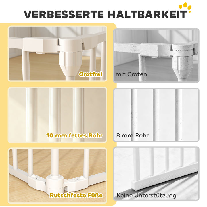 Kæledyrshegn, 8-panels barriere med dør, foldbar, til små og mellemstore hunde, plastik, kulstofstål, hvid