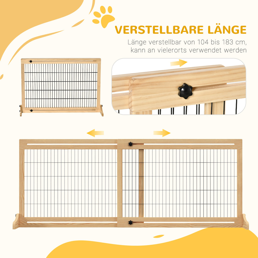 Hundesikkerhedsgitter, trappesikkerhedsgitter, 180 cm højt, højdejusterbart, natur + sort
