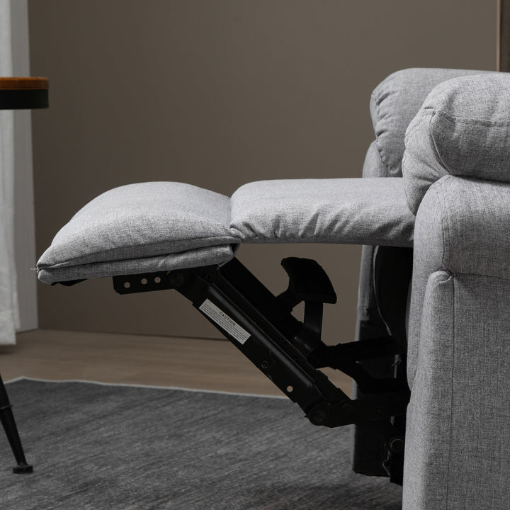 Afslapningsstol med lænefunktion, enkeltsofa, justerbar lænestol, 165° vipning, lænestol, tv-stol til stue, soveværelse, linned touch, lysegrå, 91 x 92 x 102 cm