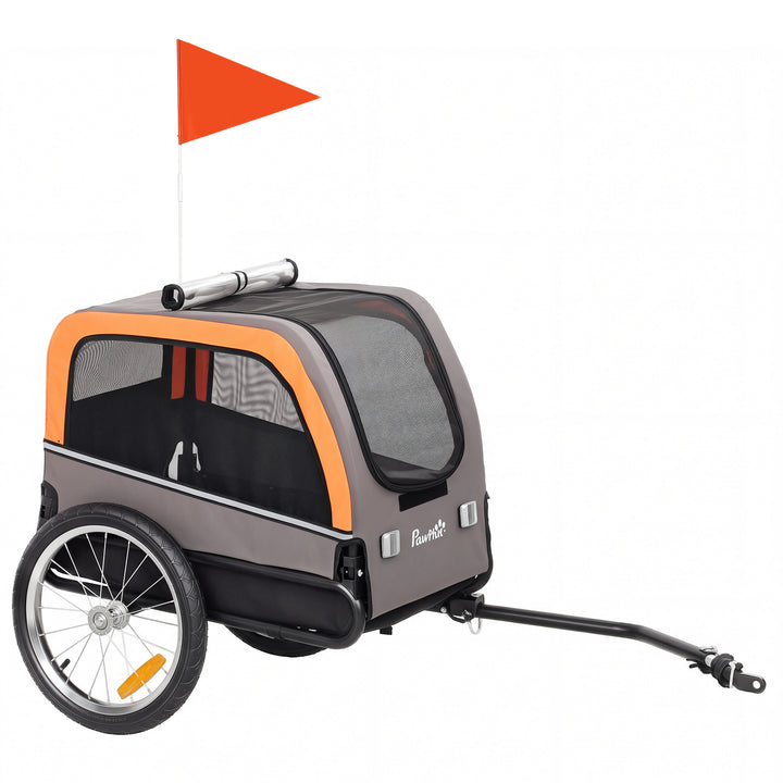 Hundetrailer, foldbar cykeltrailer med sikkerhedsreflekser til små og mellemstore hunde op til 20 kg, orange