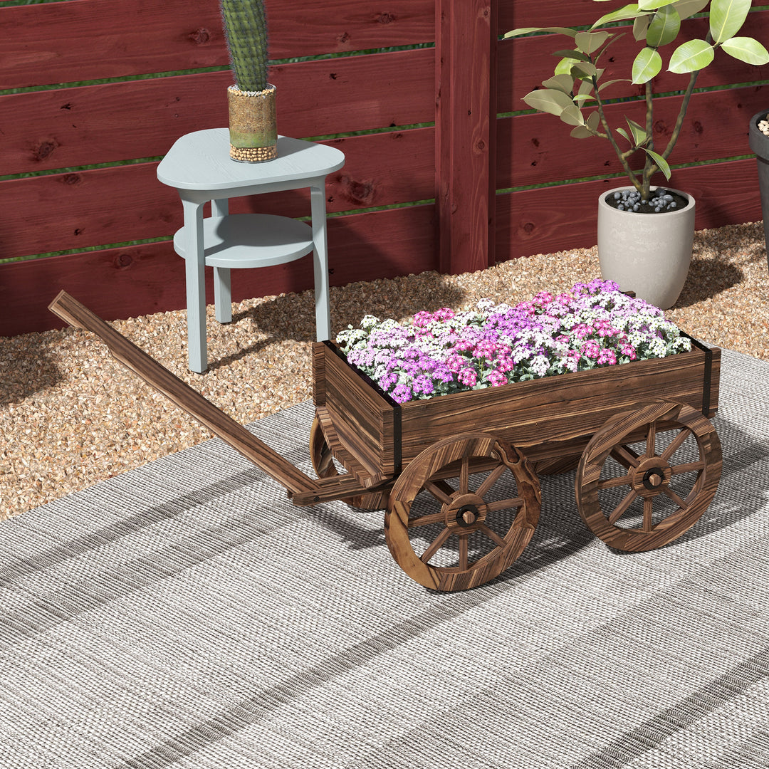 Højbed til træplanter, vejrbestandigt, trillebør, 120 x 41 x 50 cm, brun