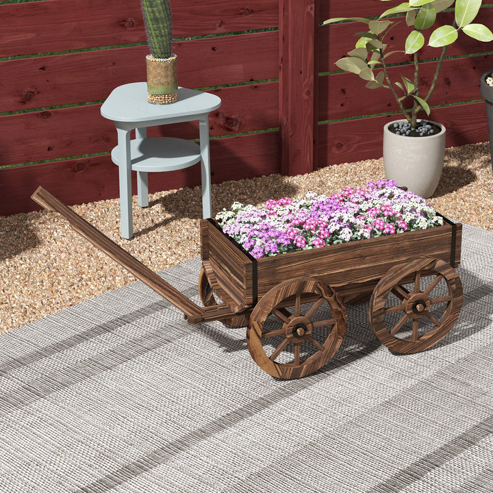 Højbed til træplanter, vejrbestandigt, trillebør, 120 x 41 x 50 cm, brun