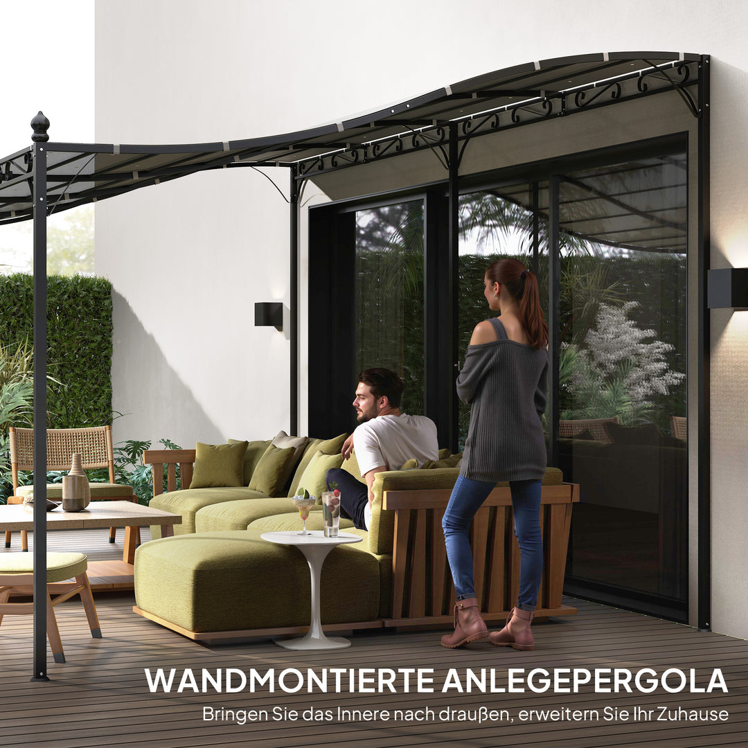 3 X 5 m pergola, fleksibelt havetag med vandtæt presenning og metalramme, skygge, mørkegrå