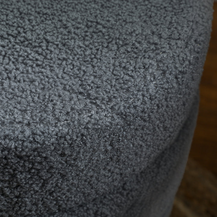 Skammel, rund, teddy fleece, op til 120 kg, ø40x45h cm, mørkegrå