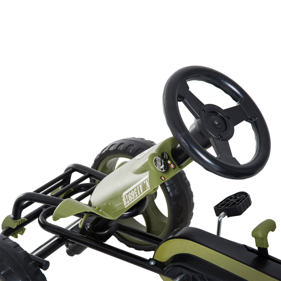 Gokart pedalbil med håndbremse børnebil kettcar pedalbil med justerbart sæde fra 3 år grøn 105 x 54 x 61 cm