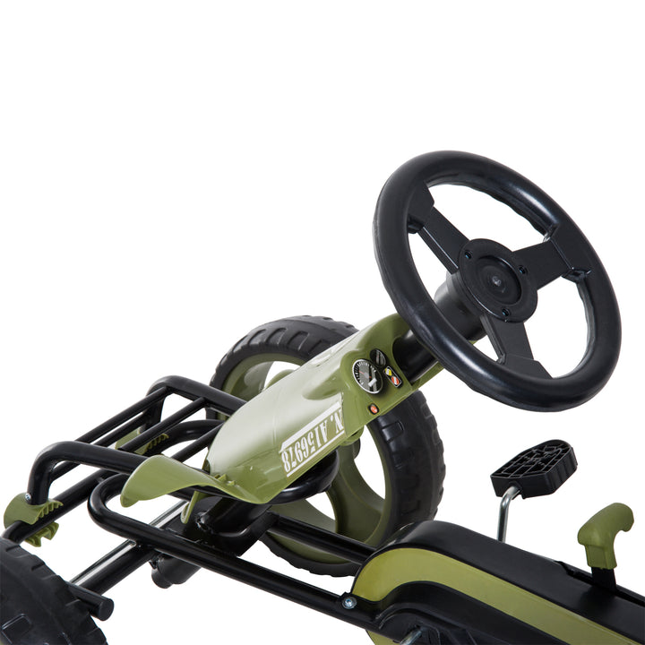 Gokart pedalbil med håndbremse børnebil kettcar pedalbil med justerbart sæde fra 3 år grøn 105 x 54 x 61 cm