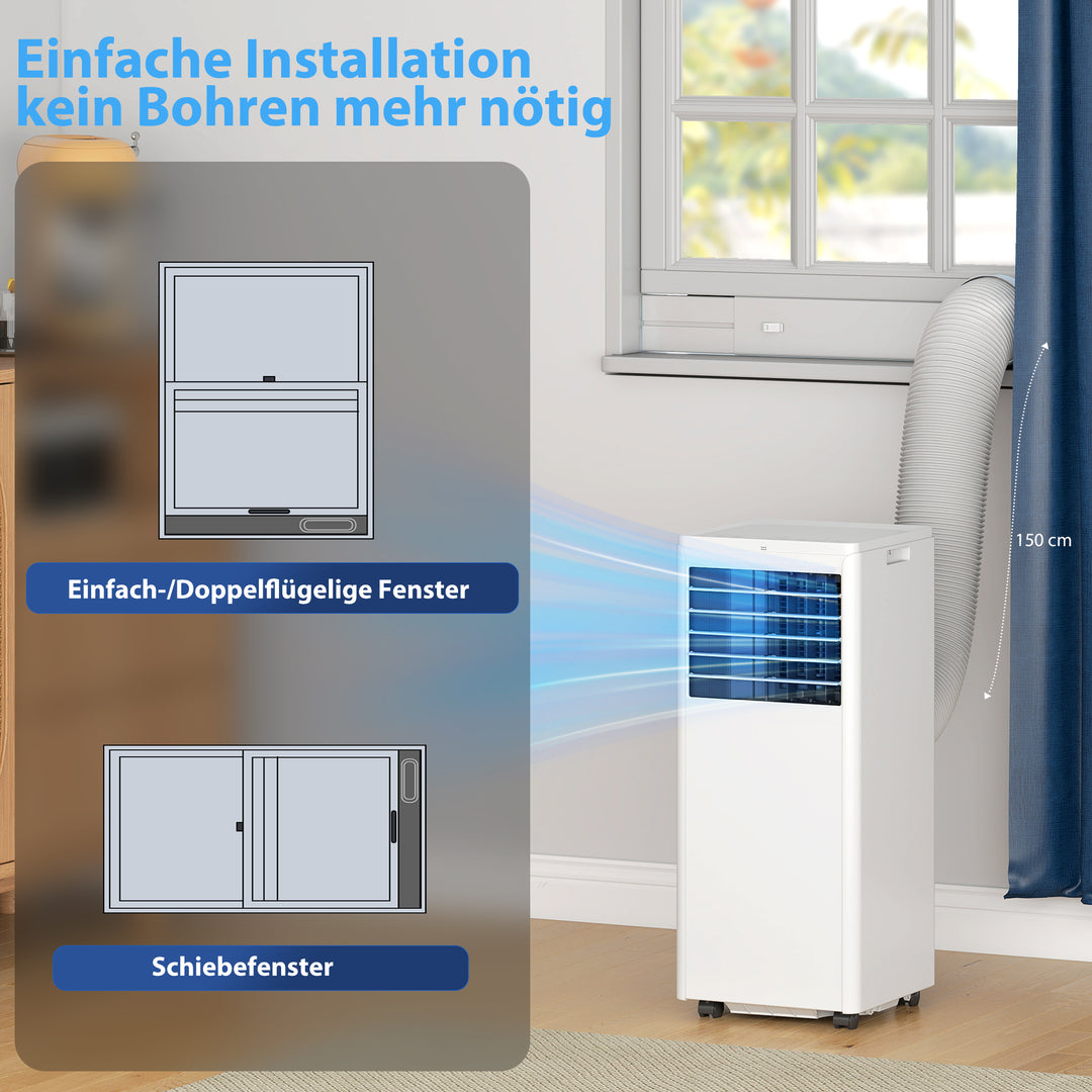 Bærbart klimaanlæg 9000 BTU, 4-i-1 med køling, affugter, ventilator, dvaletilstand