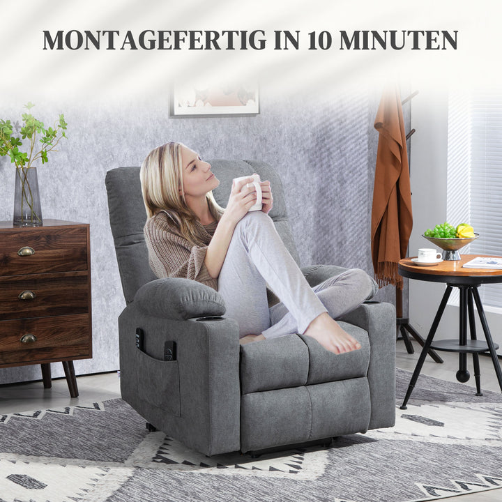 Løftestol til seniorer, med lænefunktion, inklusive fjernbetjening, 144 cm x 91 cm x 88 cm, grå