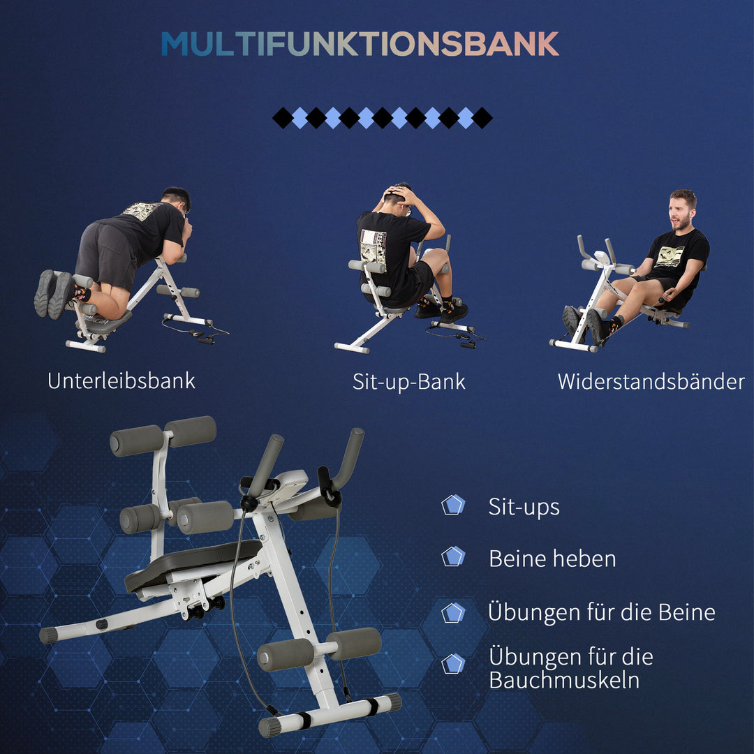 2-I-1 sit-up træningsmaskine med lcd-skærm, hjemmefitnessudstyr, stål, kunstlæder
