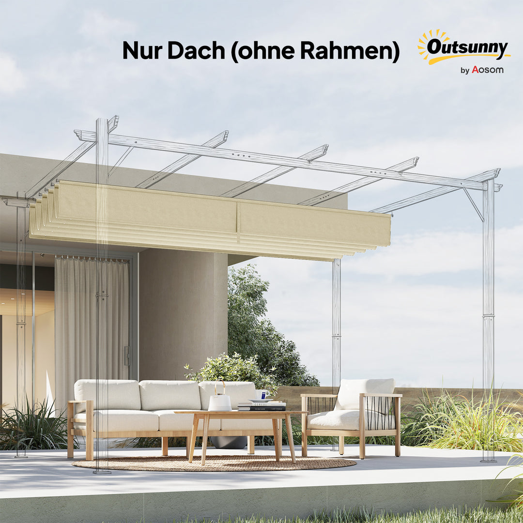 Udskiftningstag til 3 x 3 m pergola, udtrækkeligt, med drænhuller til regnvand, vejrbestandigt, polyester, 250 x 255 cm, cremehvid