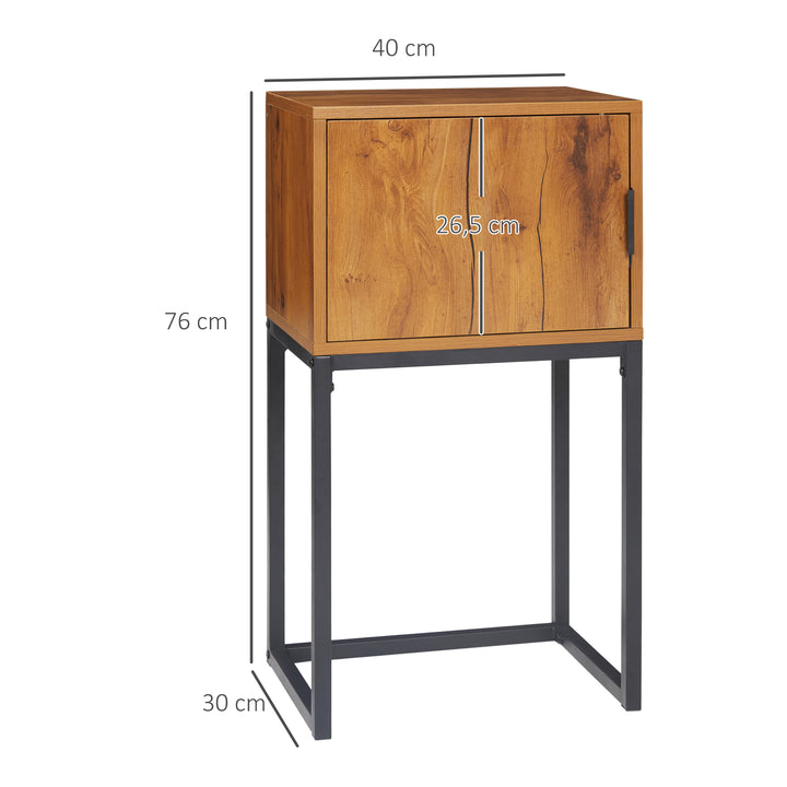 Konsolbord i industrielt design, sidebord, skænk, 1 skab, brun + sort
