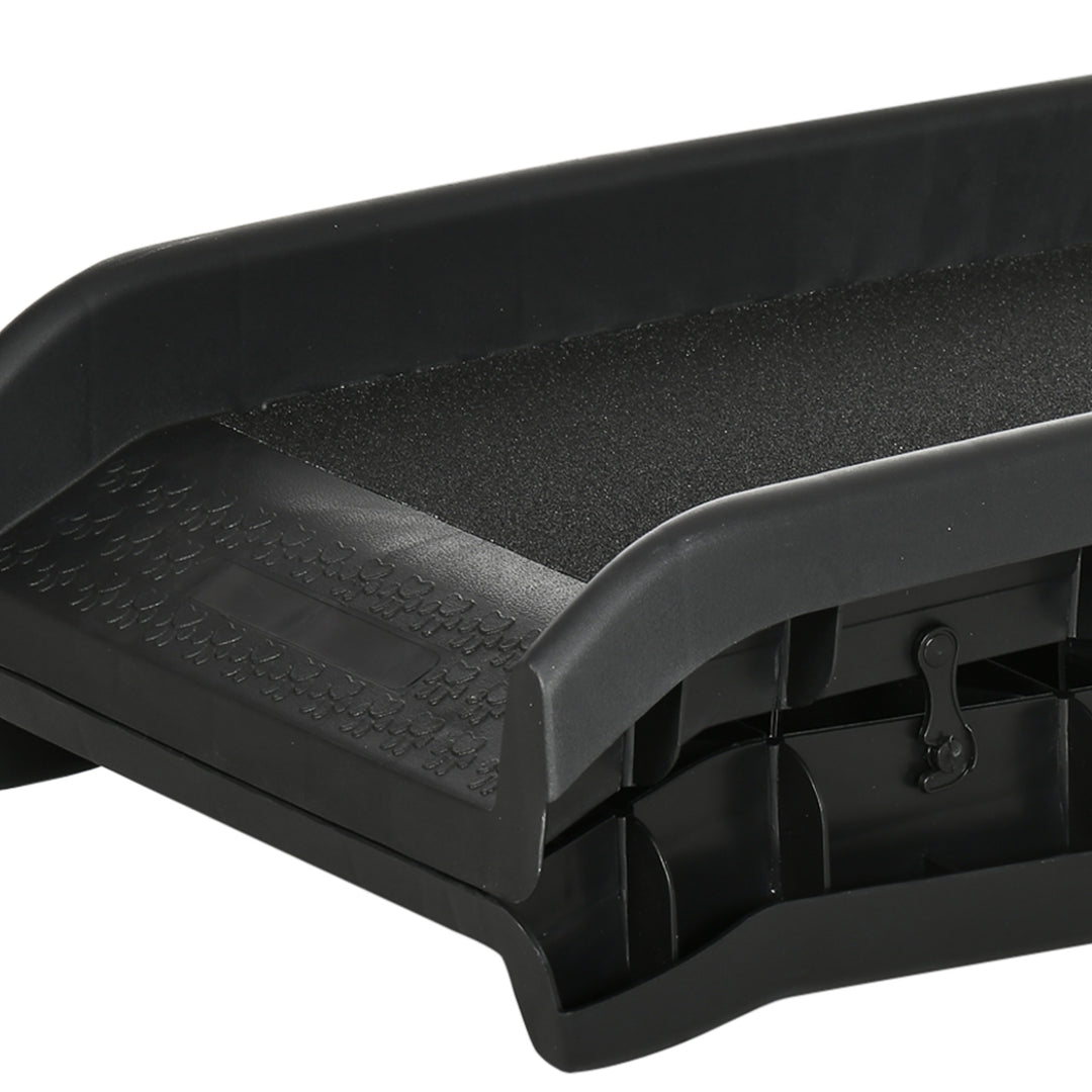 Hunderampe, kæledyrsrampe til biler, sammenklappelig, plastik, sort, 155 x 39 x 14 cm