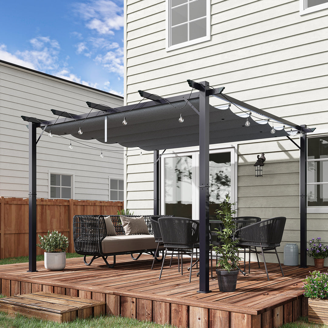 Pergola pavilion terrasseoverdækning med skydetag have aluminium antracitgrå + mørkegrå 3x3x2,23 m
