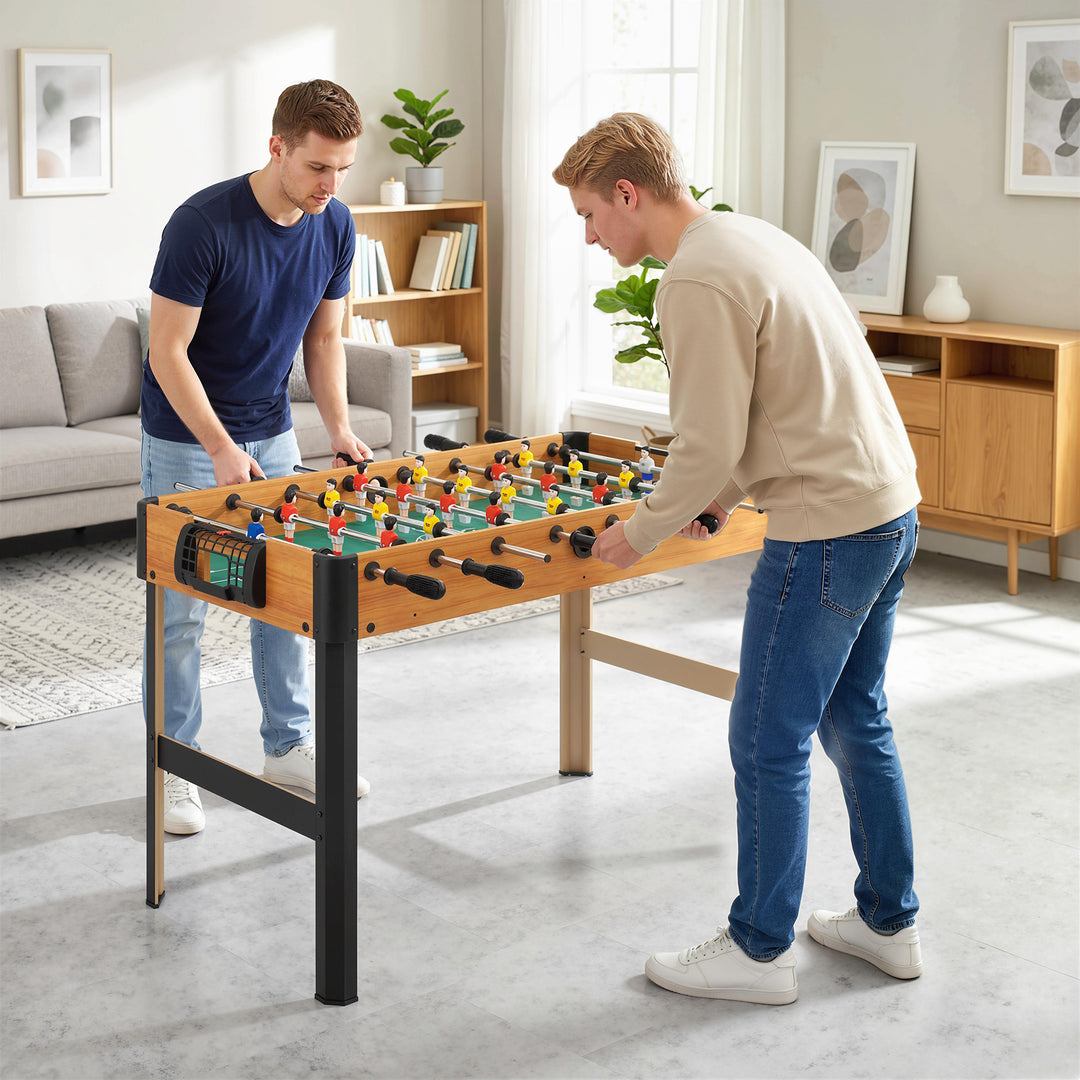 Bordfodboldsæt, 2 bolde, skridsikre håndtag, til teenagere og voksne, resultattavle, MDF, metal, farverig