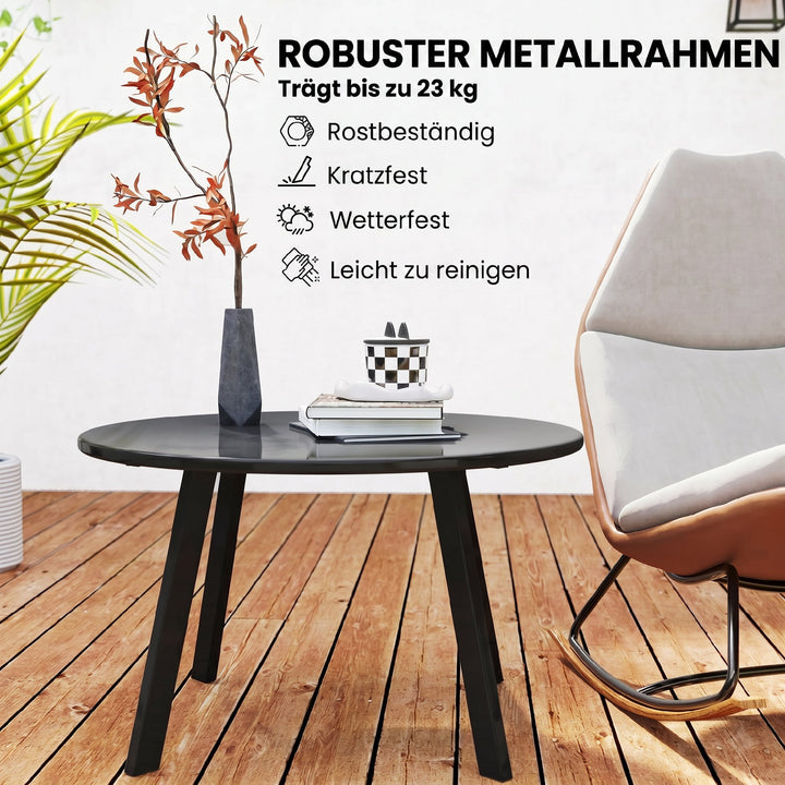 Sidebord, balkonbord af metal, rundt sofabord, vejrbestandigt havebord, Ø70 x 42H cm, mørkegrå