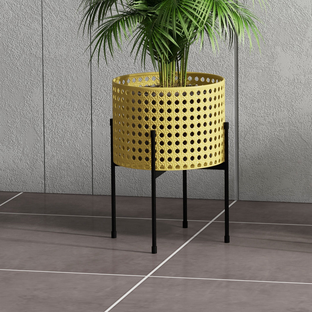 Blomsterstander, sæt med 3, rustfri metalramme, indendørs og udendørs, sort/guld
