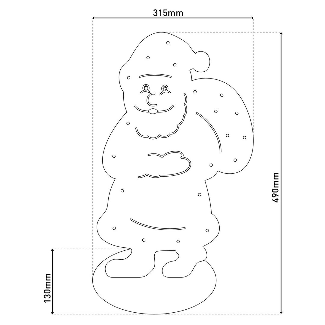 Led Wood Decolum "Santa" Small, julepynt lavet af træ i naturen, med fast indbyggede LED'er, til det udendørs område