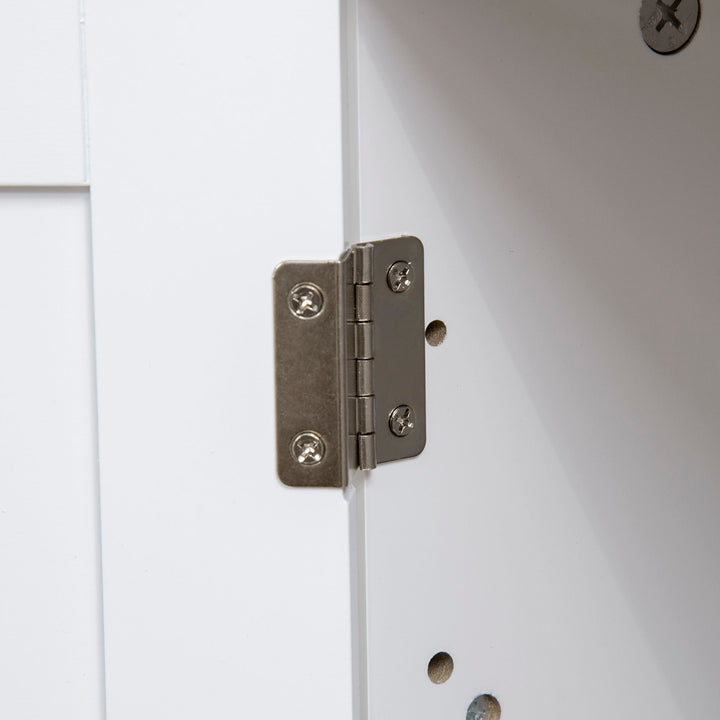 Kattebakke, kattehus, med skillevæg, magnetisk dobbeltdør, sidehylde, hvid, 86 x 48 x 52 cm