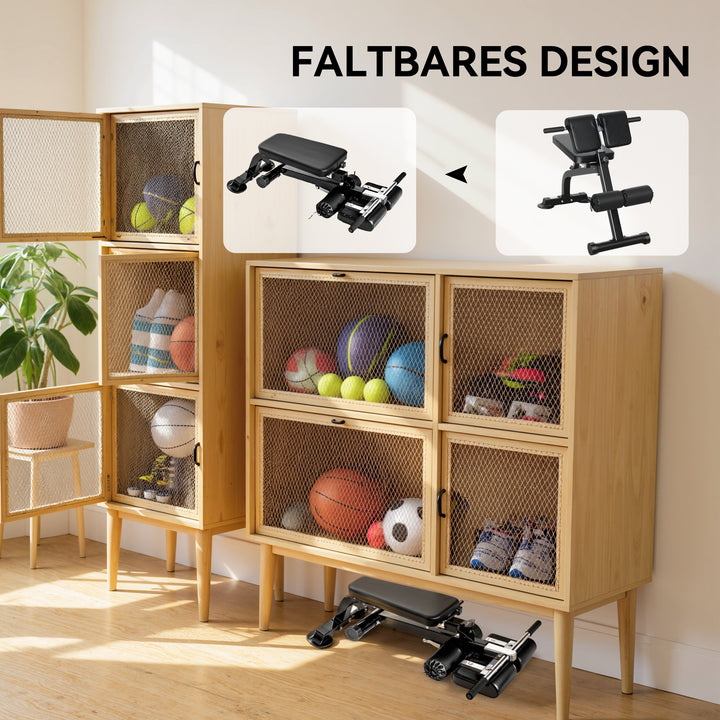 Træningsbænk, vægtbænk, fitnessbænk, stålramme, sort