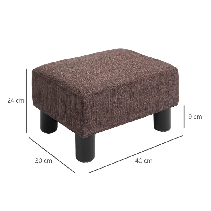 Skammel med betræk i hørlook, op til 110 kg, brun, 40 x 30 x 24 cm
