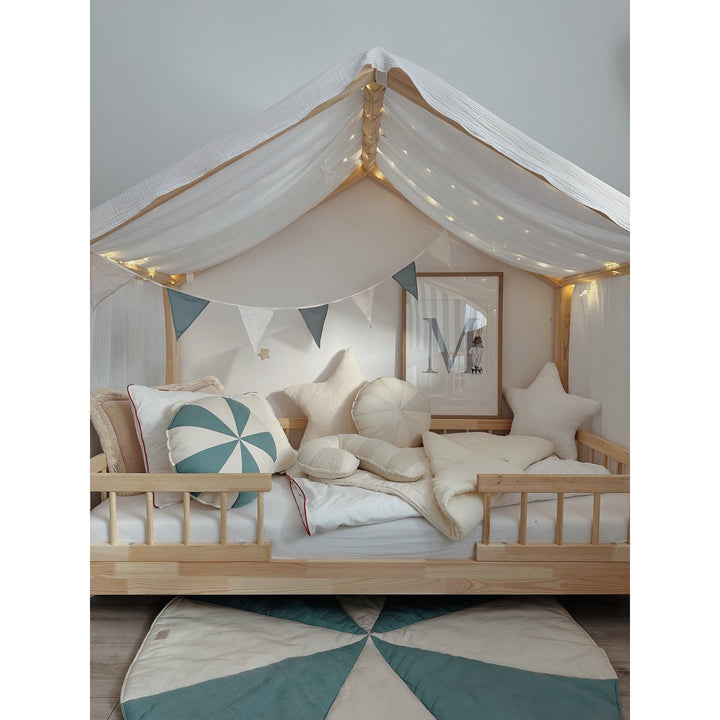 "White lamb" boucle, bomuld Patchwork Lillipop pude