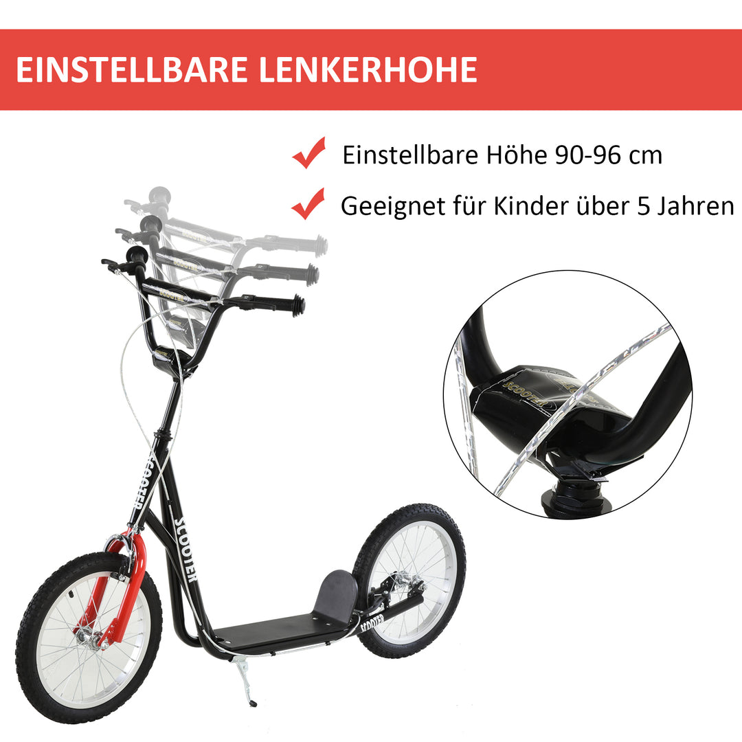 Børneløbehjul med bremse, højdejusterbar, letvægts, sort