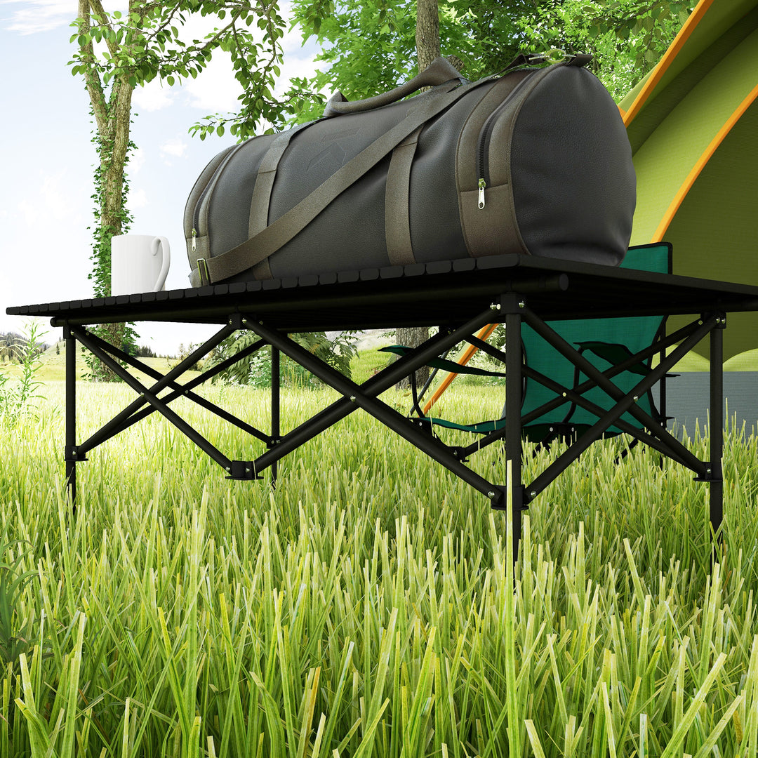 Campingbord klapbord med oprullbar bordplade havebord af aluminium 2 personer 95 x 55cm sort