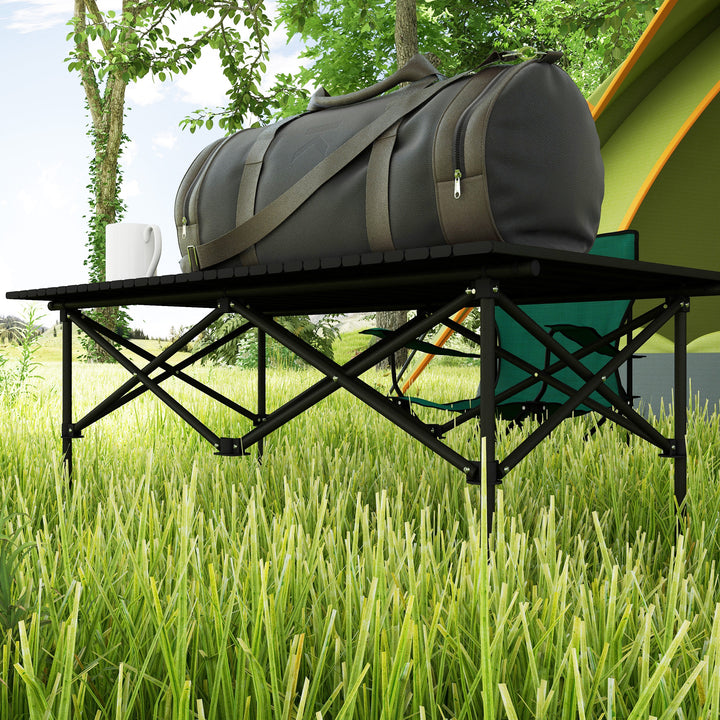 Campingbord klapbord med oprullbar bordplade havebord af aluminium 2 personer 95 x 55cm sort