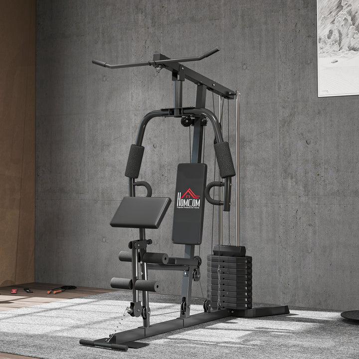 Kraftværk med 45 kg vægtblok 180 x 108 x 200 cm stål sort