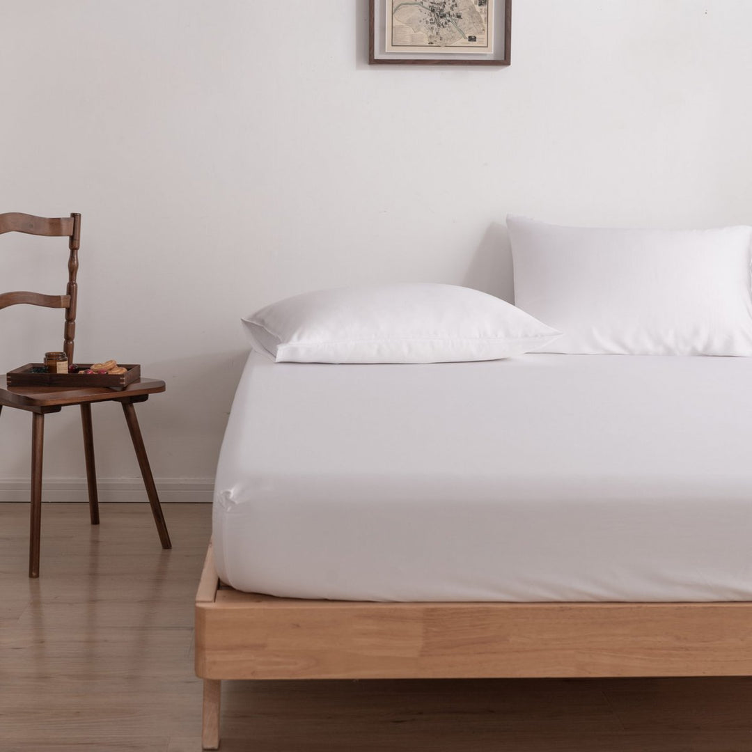 Hvid bambus monteret lagen Premium - op til 30 cm - 400TC Tanboocel - Coco White