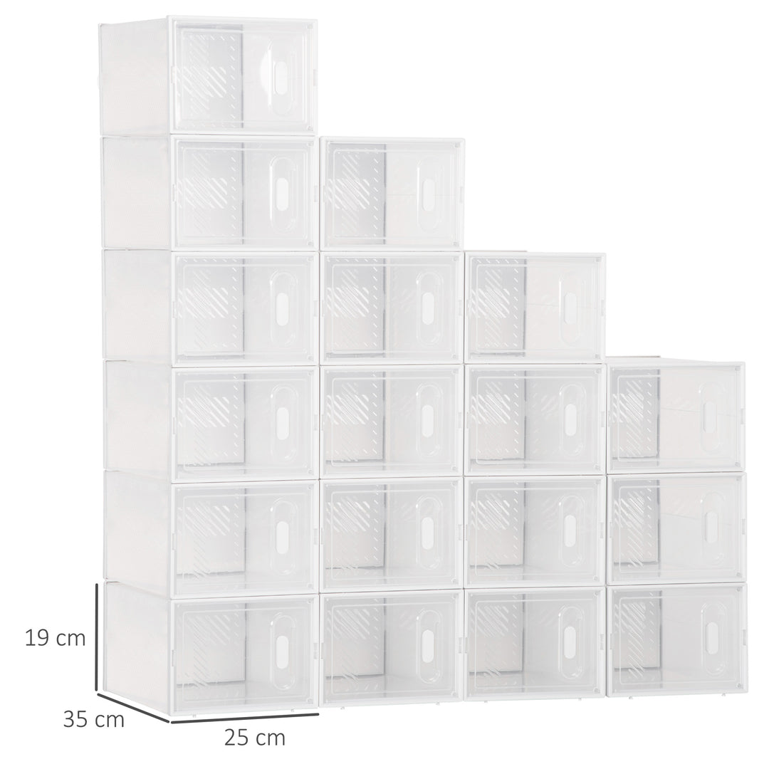 Modulært reolsystem med 18 rum, boltfri reol, 25 cm x 35 cm x 19 cm, transparent