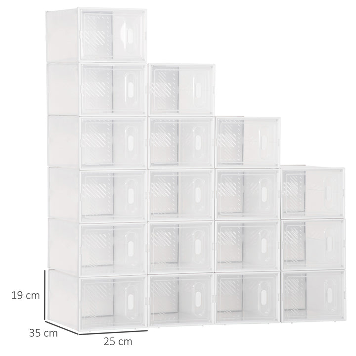 Modulært reolsystem med 18 rum, boltfri reol, 25 cm x 35 cm x 19 cm, transparent