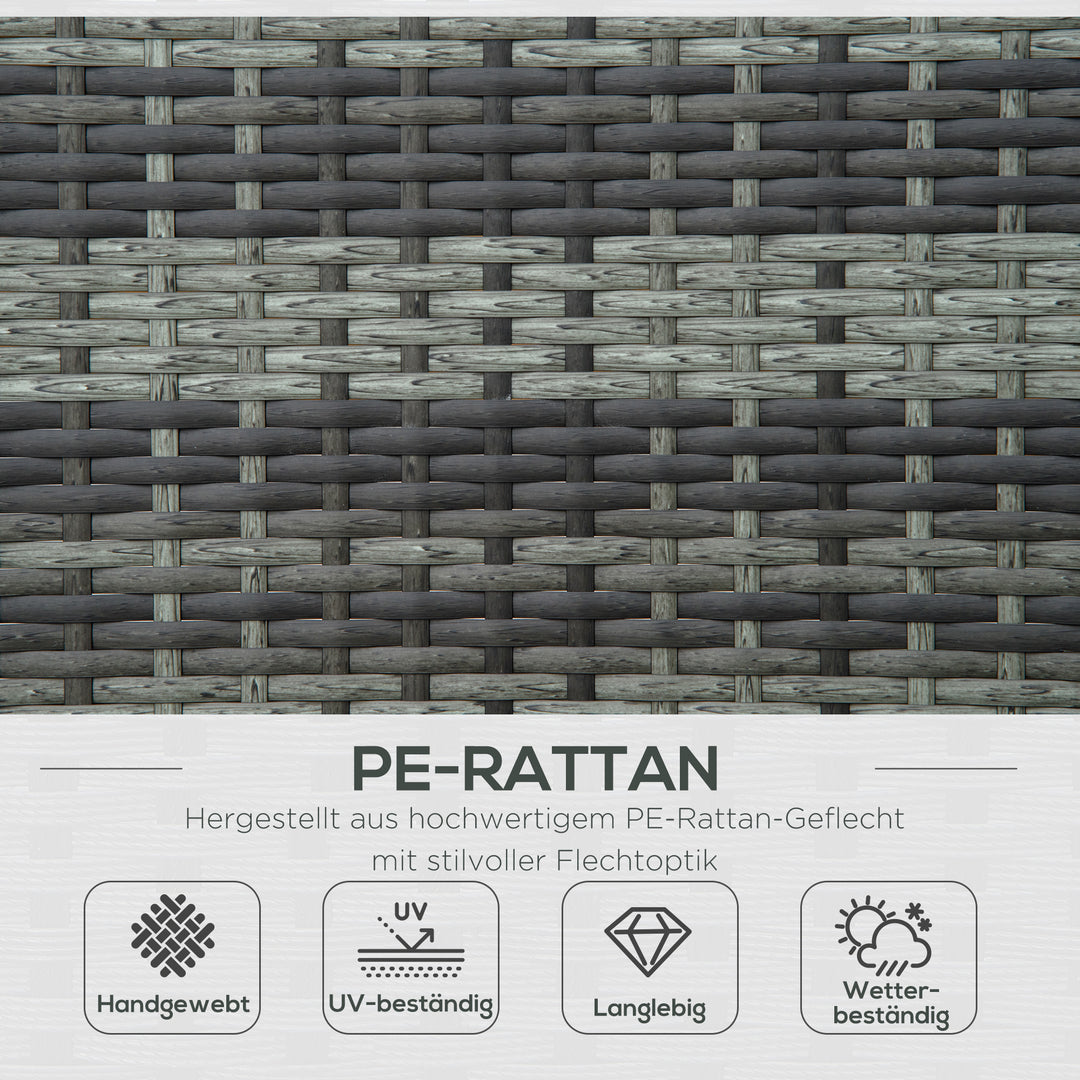 Dobbelt liggestol i polyrattan, havestol til 2 personer, afslapningsstol, luksuslounge, ryglæn med 5 positioner, metal, PE-rattan, grå, 196 x 120 x 28 cm