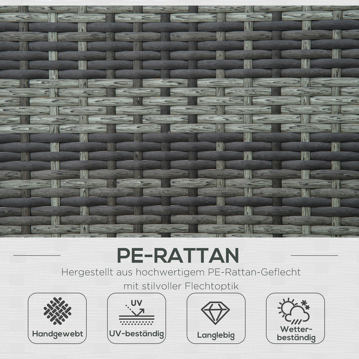 Dobbelt liggestol i polyrattan, havestol til 2 personer, afslapningsstol, luksuslounge, ryglæn med 5 positioner, metal, PE-rattan, grå, 196 x 120 x 28 cm