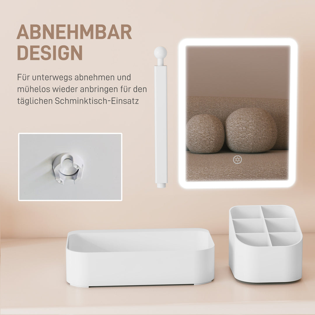 Genopladeligt LED makeupspejl med lys, 180° drejeligt, med 2 lysindstillinger, hvid