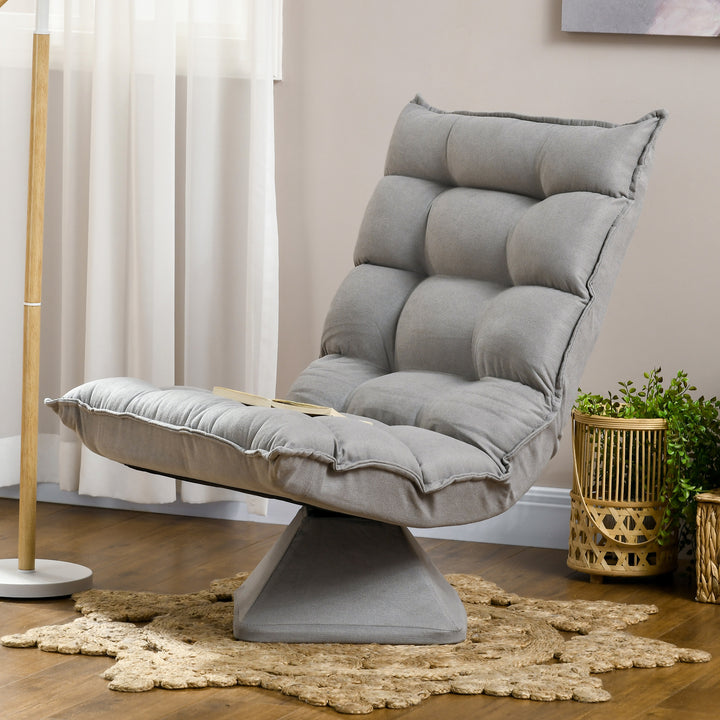 Lænestol/læsestol, drejelig, fløjlslook, 62 cm x 70 cm x 95 cm, lysegrå