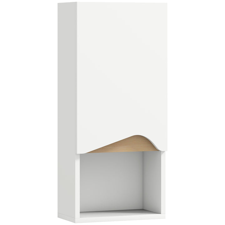 Badeværelsesskab med soft-close dør og åbent rum, 30 x 17 x 67 cm, hvid